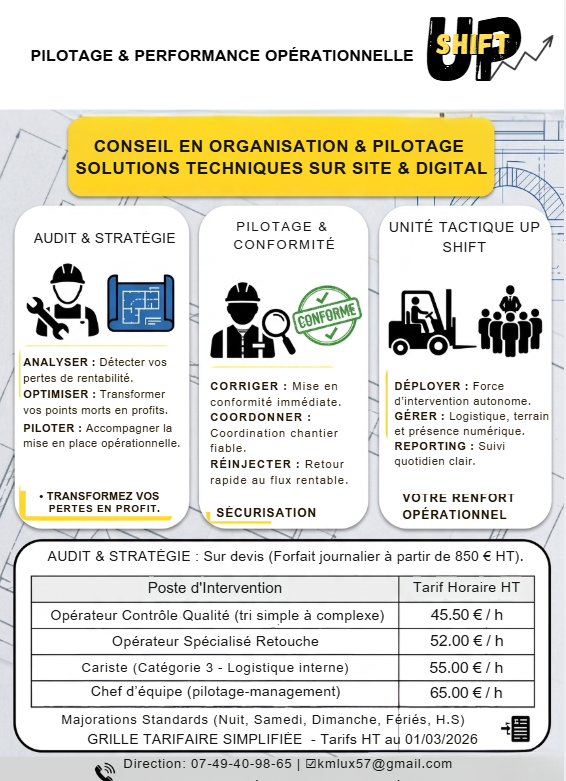 Expertise Industrielle UP SHIFT Secteur Grand Est