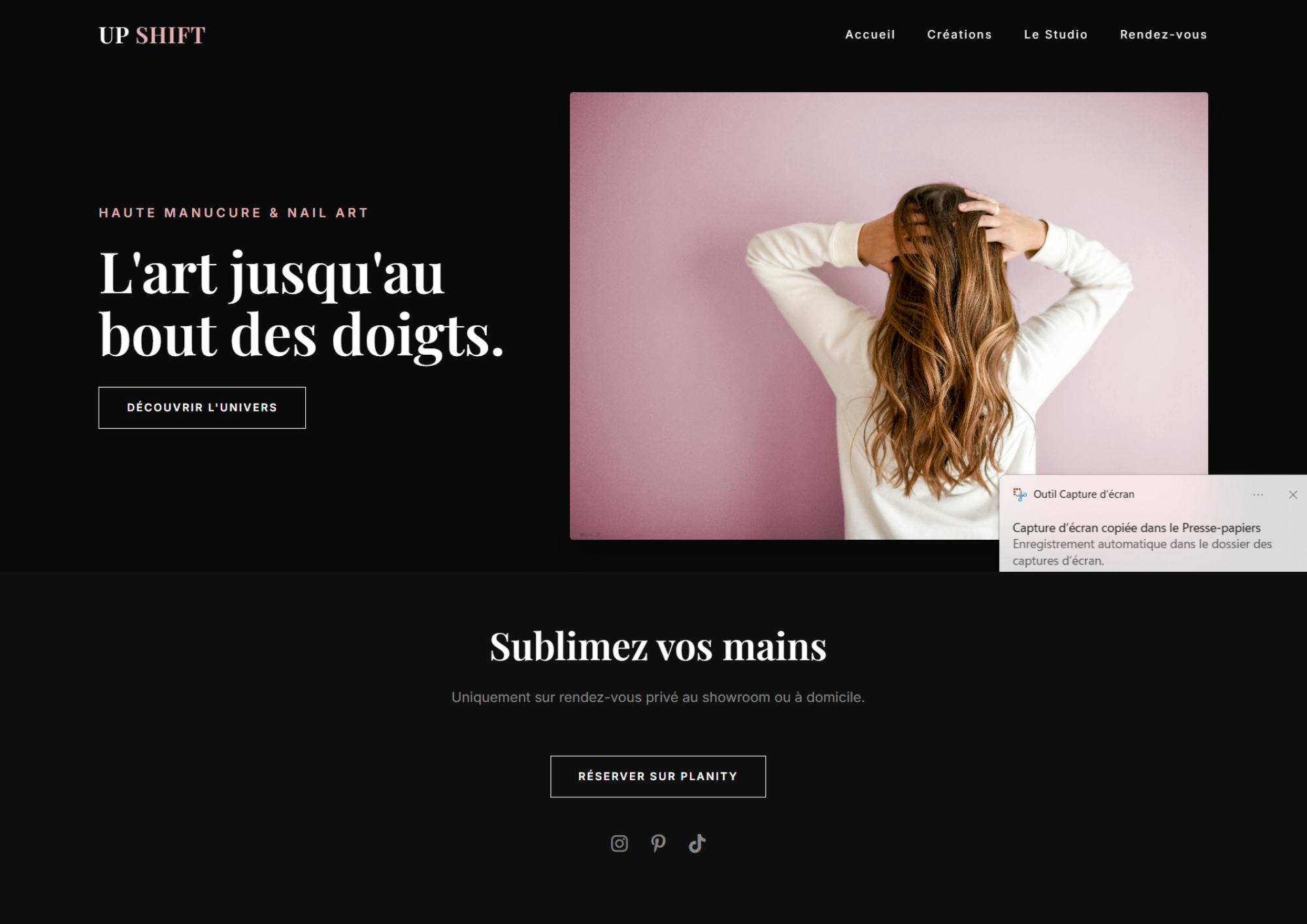 site web professionnel prothésiste ongulaire - estheticienne